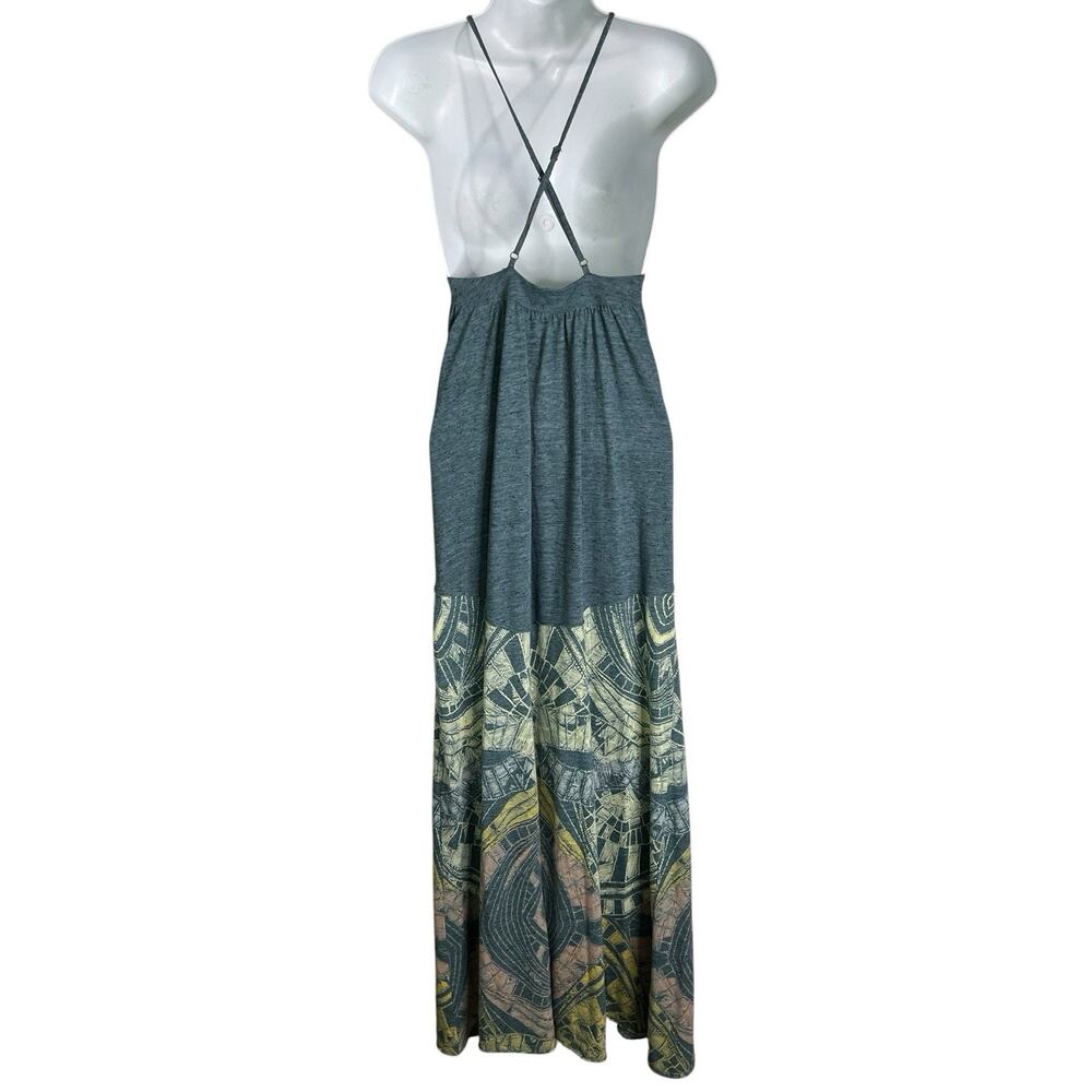 We The Free People Maxi Dress S/P Teal Tribal Print Adjustable Straps Boho - Picture 5 of 14
